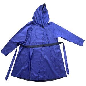 Mycra Pac Donatella Reversible Coat Women's Size S/M Pleated Hood Black Purple